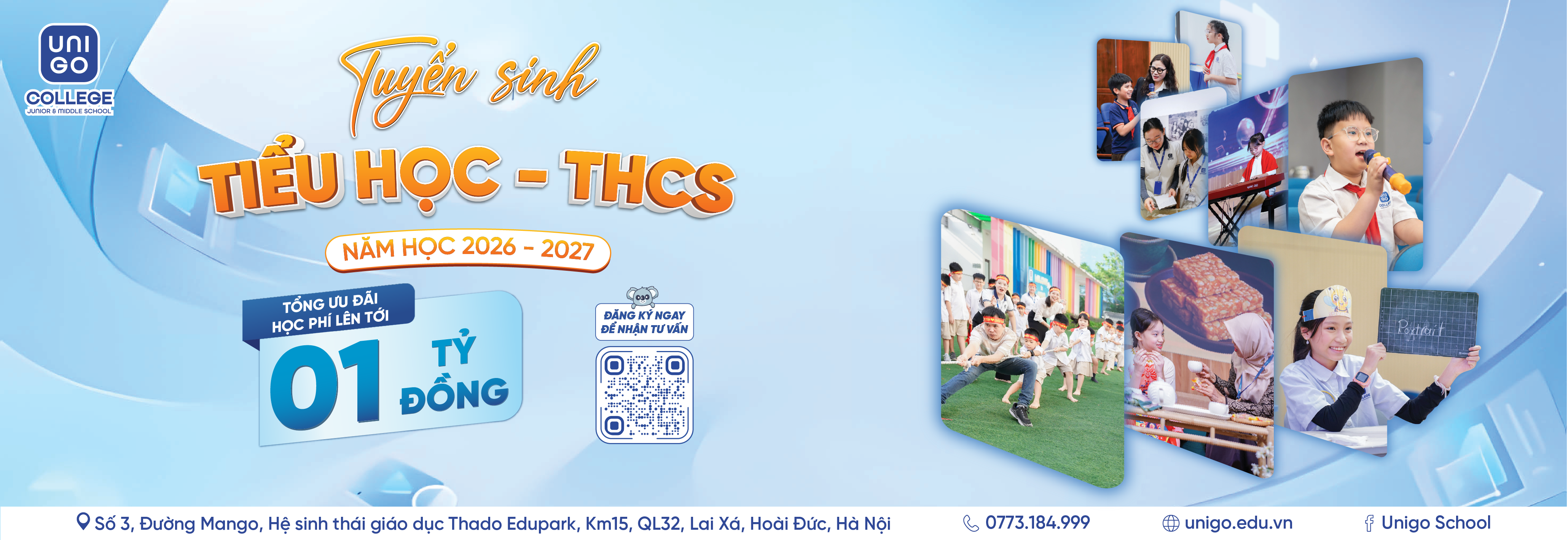 Trường Tiểu học và THCS UNIGO tuyển sinh từ lớp 1 - 9